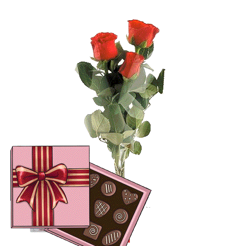 Фото товара 3 красные розы с конфетами