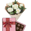 Фото товара 5 белых роз с конфетами