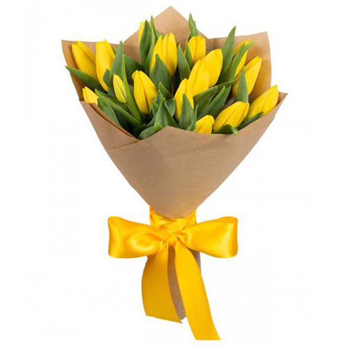 Фото товара 15 жёлтых тюльпанов