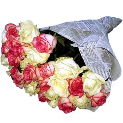 Фото товара 33 кремовые и розовые розы